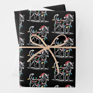 Festive Blue Heeler Christmas Holiday Cattle Dog Wrapping Paper Sheets