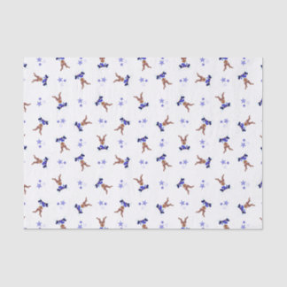 Festive Blue Kasky Christmas Reindeer Tissue Paper