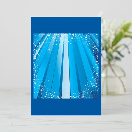 Festive Blue Light Rays Invitations