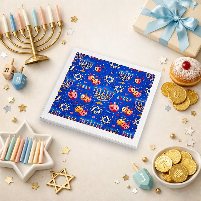 Festive Blue Menorah Dreidel Napkins (Creator Uploaded)