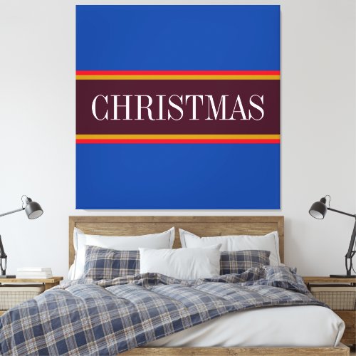 Festive Blue Purple Red CHRISTMAS Stripes Text Canvas Print