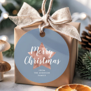 Festive Blue Star Christmas Favor Tags