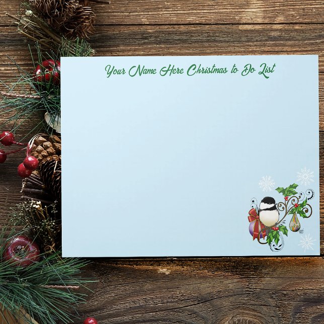 Festive Blue Vintage Christmas Chickadee  Notepad (Creator Uploaded)