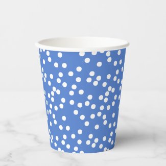 Festive Blue & White Confetti / Polkadots Paper Cups