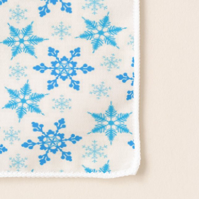 Festive Blue white snowflake tiled pattern Scarf (Detail)