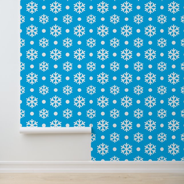 Festive blue white snowflake tiled pattern  wallpaper  (Application)