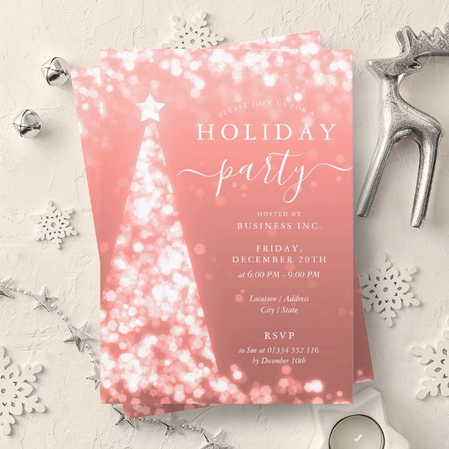 Festive Blush Christmas Tree Company Holiday  Invitation (Festive Blush Christmas Tree Company Holiday Invitation)