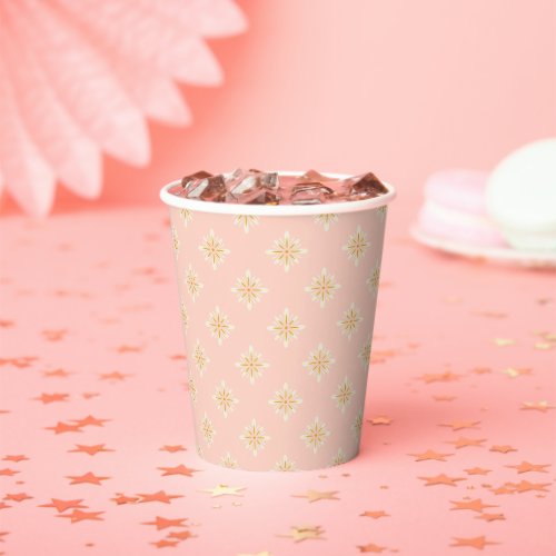 Festive Blush Pink and Gold Diamond Paper cup
