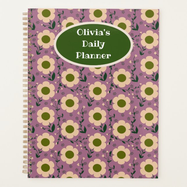 Festive Boho Flowers, Customizable Daily Planner (Front)