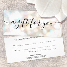 Festive Bokeh Glitter Script Gift Certificate