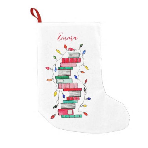 Festive Book Stack _ Personalized Small Christmas Stocking