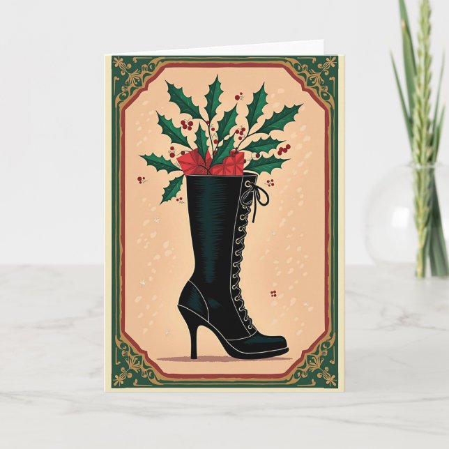 Festive Boot Christmas Card (Front)