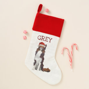 FESTIVE BORDER COLLIE CHRISTMAS STOCKING