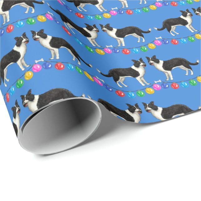 Festive Border Collies Wrapping Paper (Roll Corner)