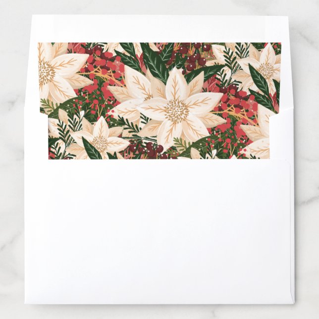 Festive Botanical Christmas Holiday Envelope Liner (In Envelope)