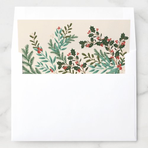 Festive Botanical Christmas Holiday Envelope Liner