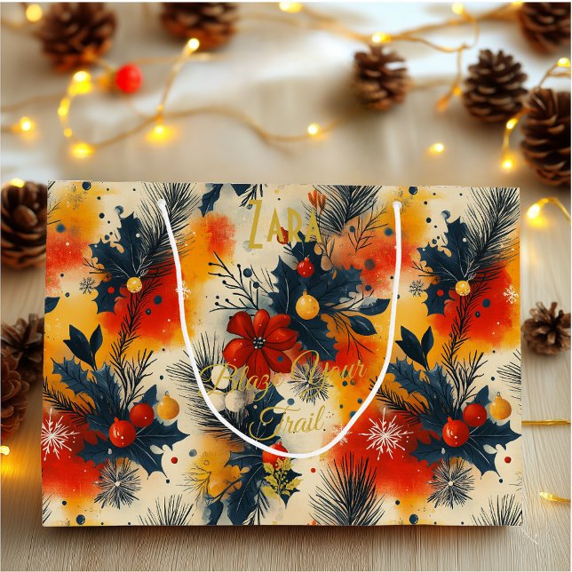 Festive Botanical Christmas Ornament Gift Bag  (Creator Uploaded)