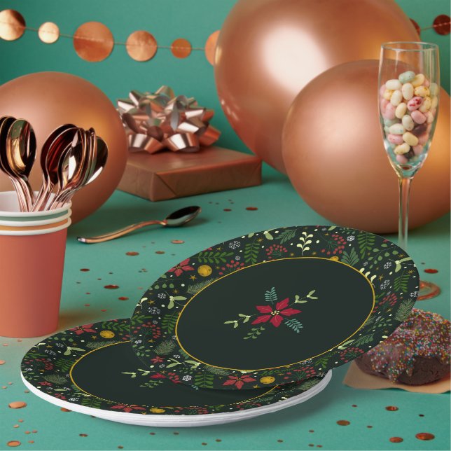 Festive Botanical Christmas Plate  (Multi)