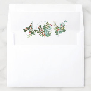 Festive Botanical Floral JOY Christmas Classic Envelope Liner