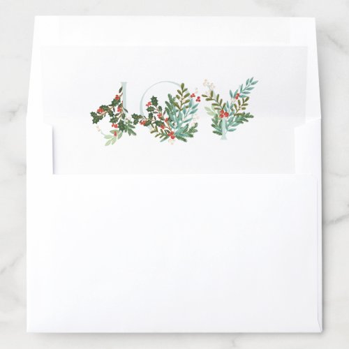 Festive Botanical Floral JOY Christmas Classic Envelope Liner