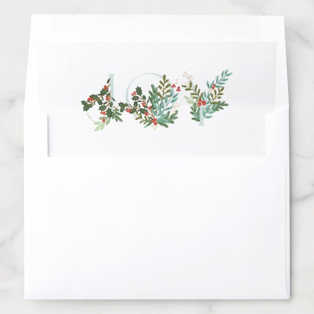 Festive Botanical Floral JOY Christmas Classic Envelope Liner (In Envelope)