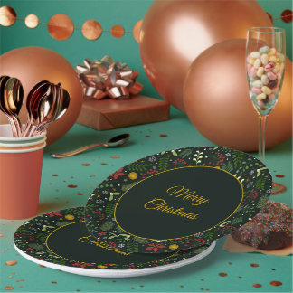 Festive Botanical Merry Christmas Plate