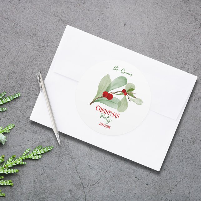 Festive Botanical Merry Christmas Sticker (Festive Botanical Merry Christmas Stickers)