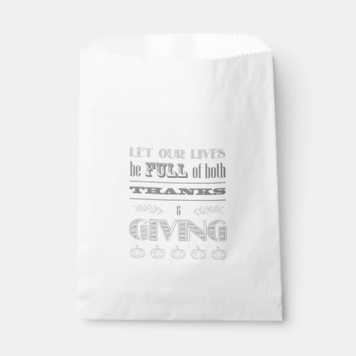 Festive Both Thanks and Giving Typography Pumpkin Favor Bag