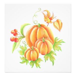 Festive bouquet with pumpkin photo print