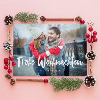 Festive Bows Frohe Weihnachten Holiday Card by heartlocked at Zazzle
