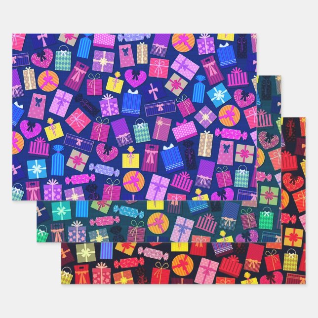Festive Boxes & Bags Wrapping Paper Sheets (Set)