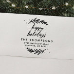 Festive Branches Happy Holidays Return Address Rubber Stamp<br><div class="desc">Introducing our elegant rubber stamp for return addresses,  adorned with a timeless branch motif framing the greeting "Happy Holidays" along with your name and address. This exquisitely crafted stamp combines functionality with sophistication,  making a lasting impression on every piece of your holiday correspondence.</div>