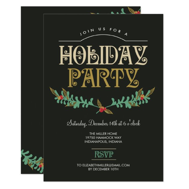 Festive Branches Holiday Party Invitation