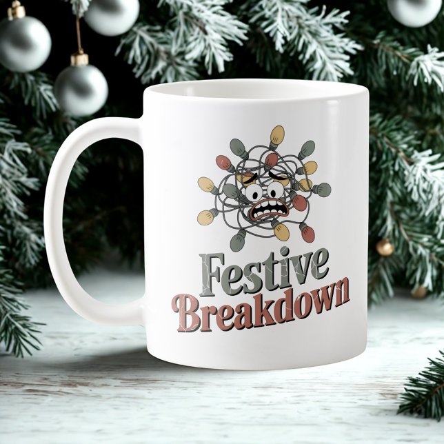 Festive Breakdown | Tangled Lights Holiday Humor   Coffee Mug (Creator Uploaded)
