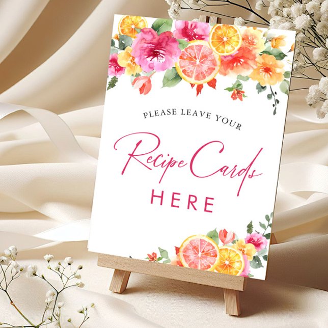 Festive Bright Citrus Bridal Recipe Card Sign (Creator Uploaded)