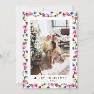 Festive Bright Colorful Christmas Lights Photo Holiday Card