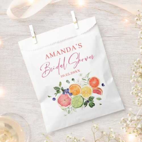 Festive Bright Floral Citrus Slice Bridal Shower Favor Bag