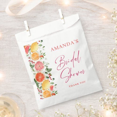 Festive Bright Floral Citrus Slice Bridal Shower Favor Bag