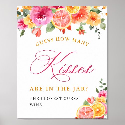 Festive Bright Flower Guess How Many Bridal Shower Poster