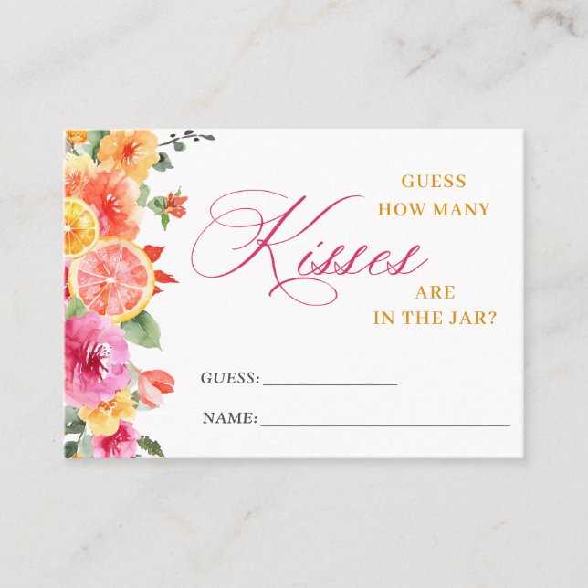 Festive Bright Flower Guess How Many Game Card (Front)