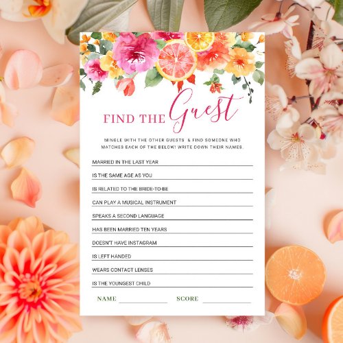 Festive Bright Flowers Citrus Bridal Shower Game