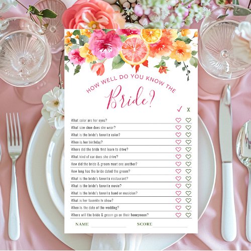 Festive Bright Flowers Citrus Bridal Shower Game