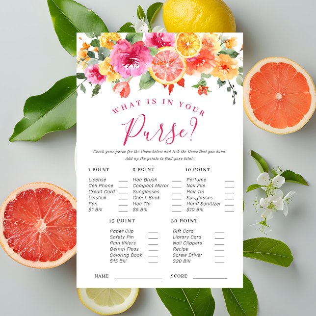 Festive Bright Flowers Citrus Bridal Shower Game (Creator Uploaded)