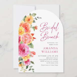 Festive Bright Flowers Floral Citrus Bridal Brunch Invitation