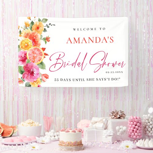 Festive Bright Flowers Floral Citrus Bridal Shower Banner