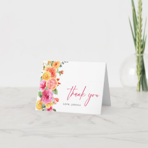 Festive Bright Flowers Floral Citrus Letterpress Thank You Card