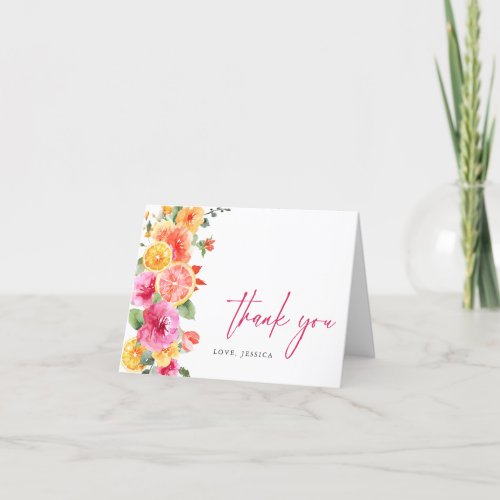 Festive Bright Flowers Floral Citrus Thank You