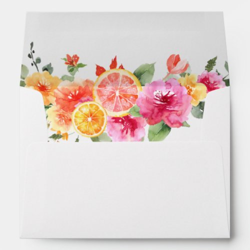 Festive Bright Flowers Slice Citrus Bridal Shower Envelope