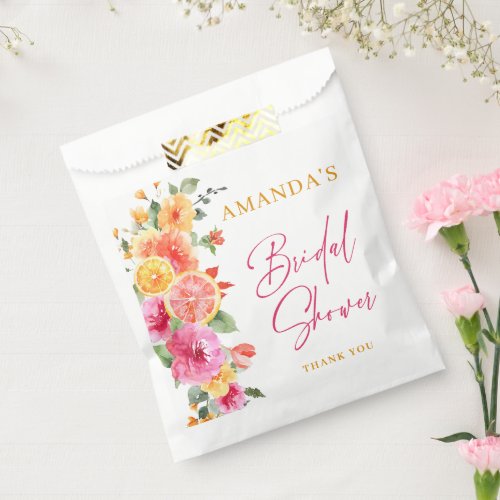 Festive Bright Flowers Slice Citrus Bridal Shower Favor Bag