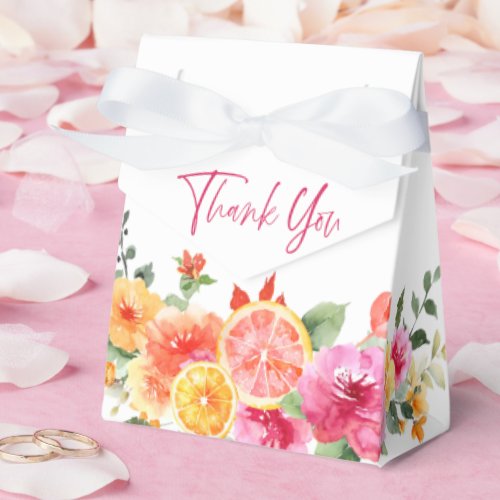 Festive Bright Flowers Slice Citrus Bridal Shower Favor Boxes
